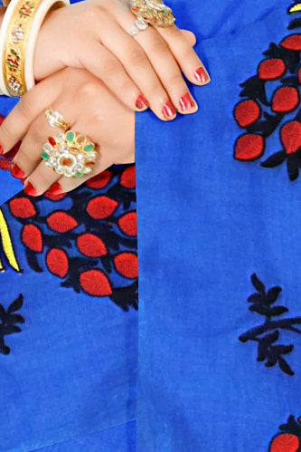 Blue Blended Cotton Mayuri Hand Hand Loom Saree (1113)